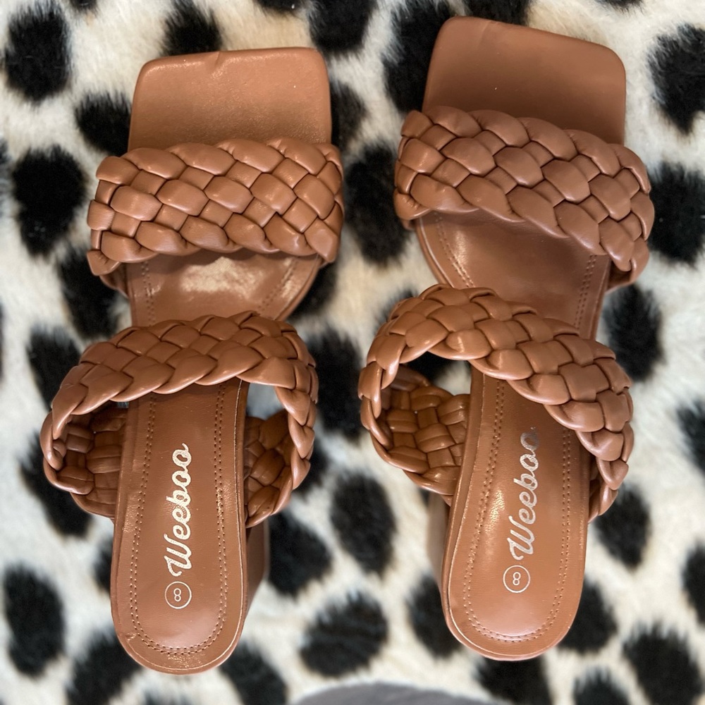 Size 8 boutique Woven Block heels